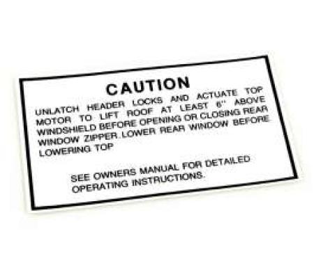 Convertible Top Caution Decal