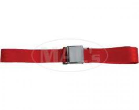 Seatbelt Solutions Chevrolet 1955-1957, Rear Universal Lap Belt, 60" with Chrome Lift Latch 1800602006 | Flame Red