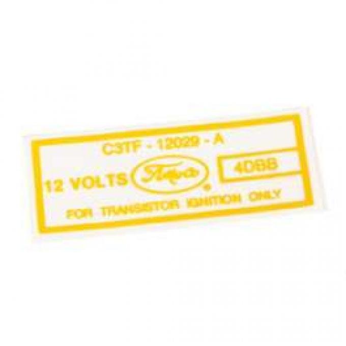 Ignition Coil Decal - With Transistorized Ignition