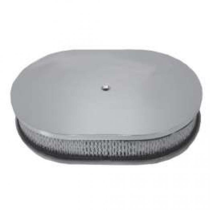 Ford Air Cleaner, Oval Smooth Polished Aluminum, 12