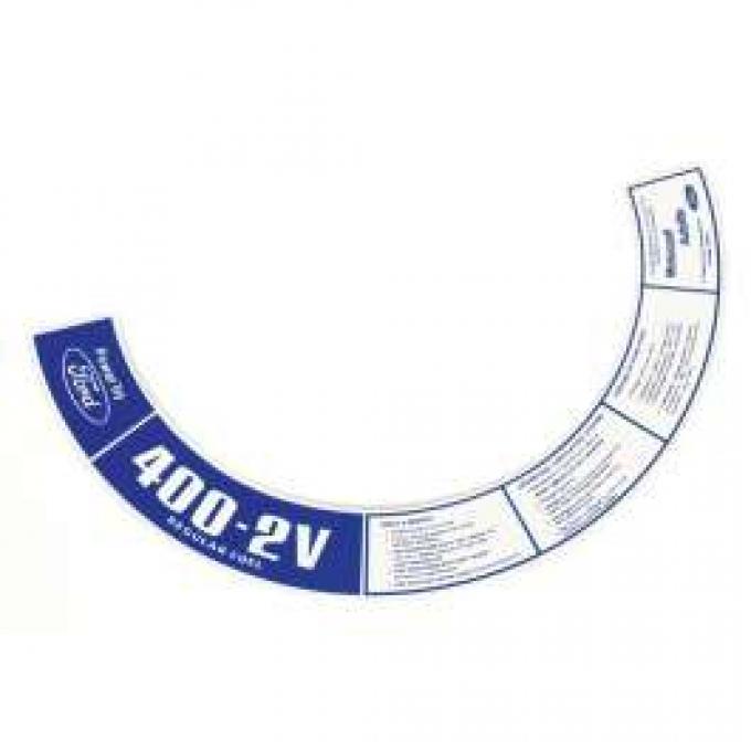 Air Cleaner Decal - 400-2V Regular Fuel