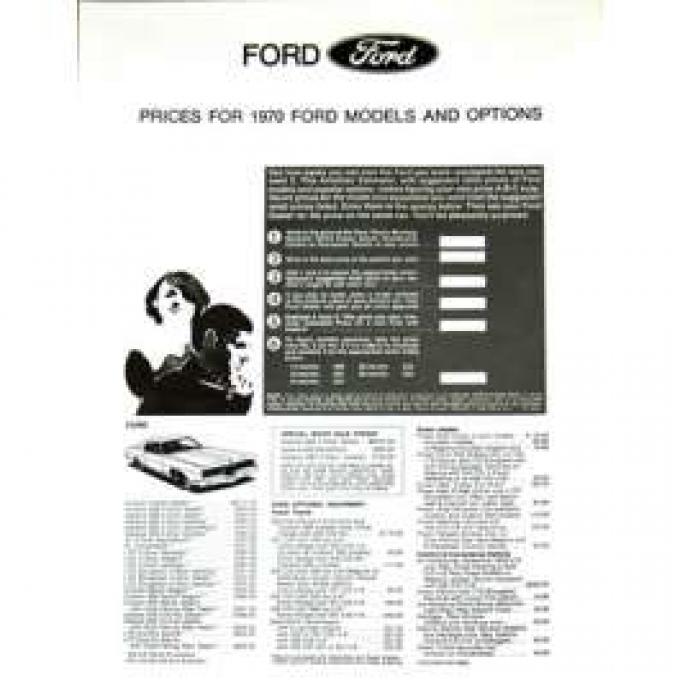 1970 Ford Makes Prices and Options List