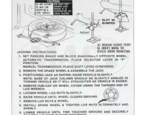 Jack Instruction Decal, Ranchero, 1972-1979