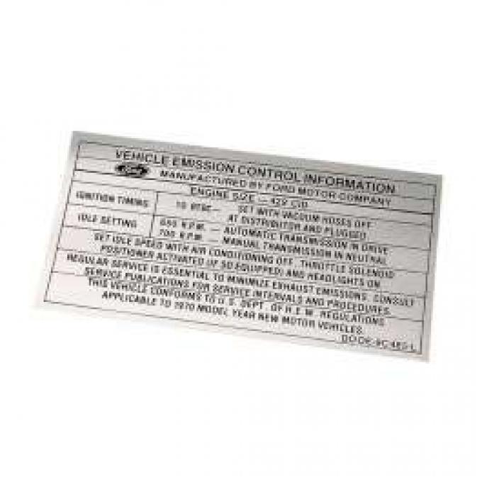 Decal Vehicle Emission Control Information Classic Truck