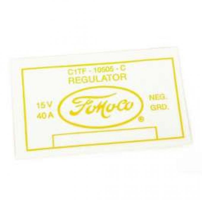 Voltage Regulator Decal - With Air Conditioning - 40 Amp