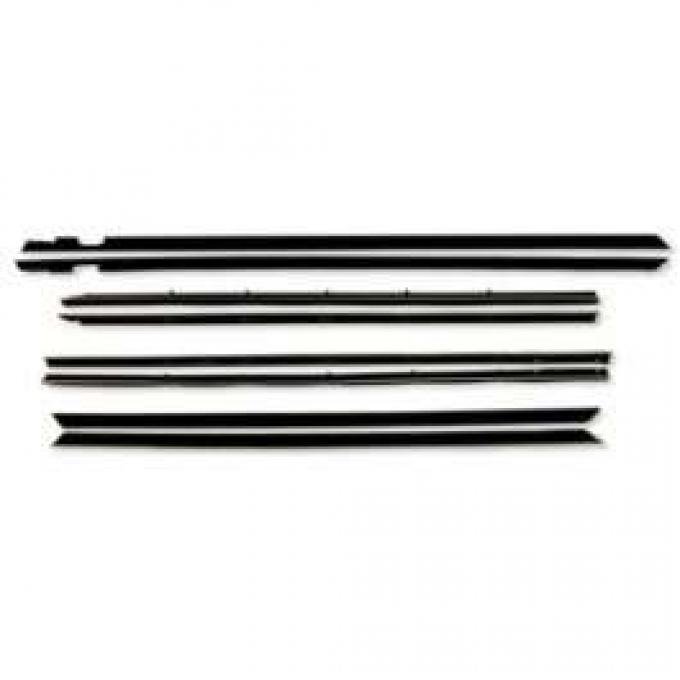 Belt Weatherstrip Kit - Flat Stainless Steel Bead On Outer and Round Stainless Steel Bead On Inner - 4 Pieces