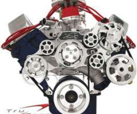 Tru Trac Serpentine System, Polished, FE Engines, With Power Steering, Without Air Conditioning