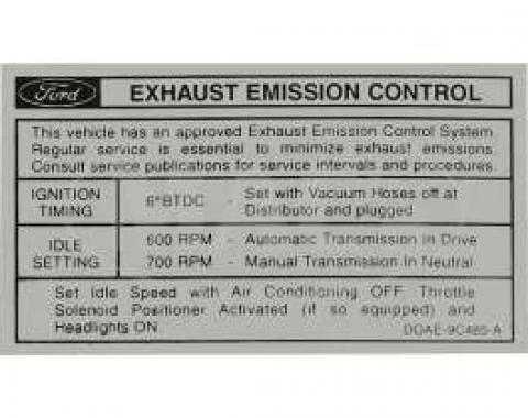 Emission Decal, 351C-2V AT/MT, (10-1 To 1-1), Fairlane, Ranchero, Torino, 1970