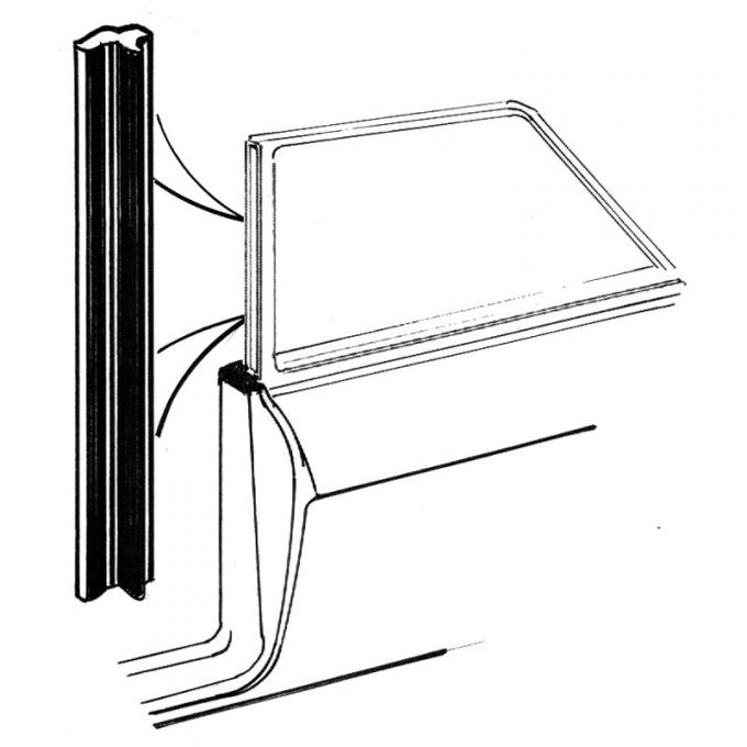 Dennis Carpenter Front Edge of Quarter Window Seal - 1961-63 Ford Car   C3AZ-6530146-PR