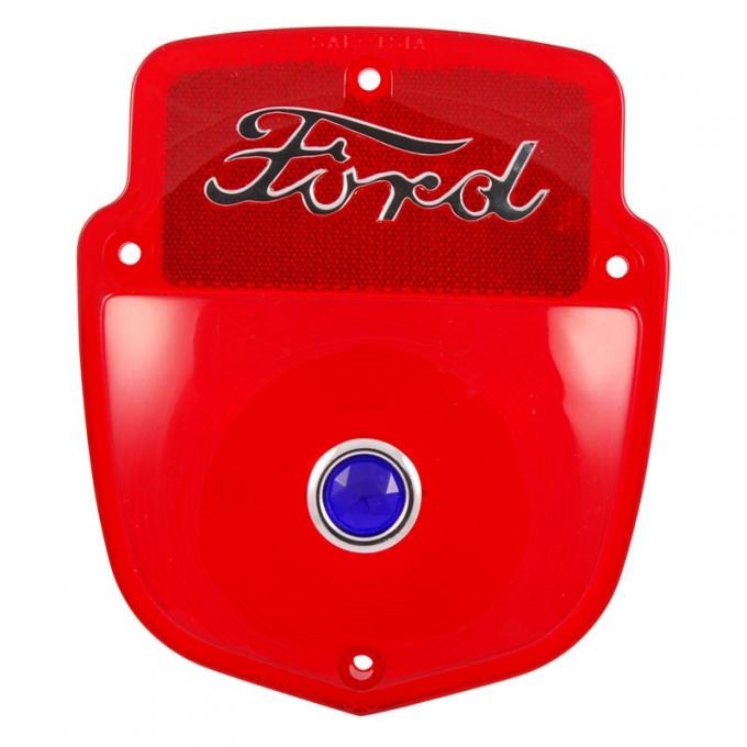 Dennis Carpenter Taillight Lens - Ford Script - w/Blue Dot - 1955-56 Ford Truck B5C-13450-SBD