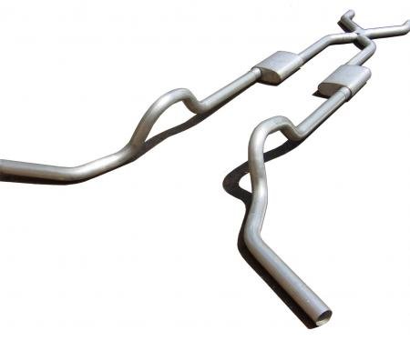 Pypes Crossmember Back w/X-Pipe Exhaust System 67-74 GM Split Rear Dual Exit 2.5 in Intermediate And Tail Pipe Violator Muffler/Hdw Incl Tip Not Incl Natural Finish 409 Stainless Steel Exhaust SGT79V