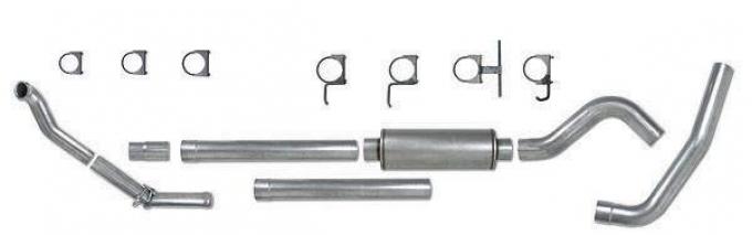 Pypes Turbo Back Exhaust System Single Side Exit 94-98 Ford 4 in Intermediate And Tail Pipe Muffler/Hardware Incl Tip Not Incl Natural Finish 409 Stainless Steel Exhaust STD010