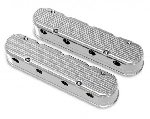 Holley 2-Piece Finned Valve Cover, Gen III/IV LS, Polished 241-181