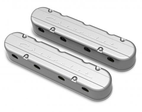 Holley 2-Piece "Chevrolet" Script Valve Cover, Gen III/IV LS, Natural 241-175