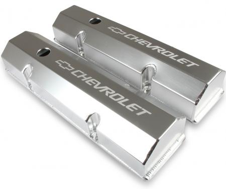 Holley GM Licensed Valve Cover, Track Series, SBC, Fabricated Aluminum, Perimeter Bolt, Silver 241-287