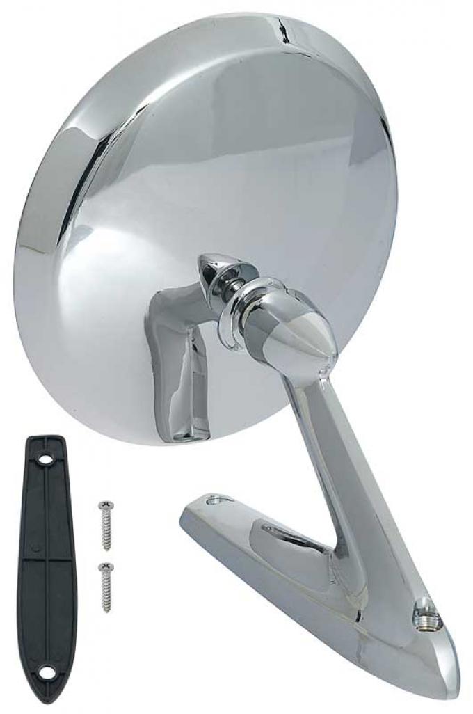 1960-66 Ford, Mercury, 1966-67 Bronco, Outer Door Mirror, Round Head, with Hardware, LH or RH, Each, Outer Door Mirror, Various Models