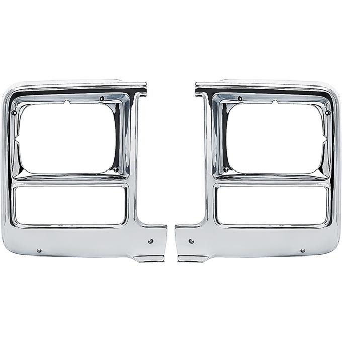 1979-80 Chevy, GMC, Pickup, Blazer, Jimmy, Suburban, Chrome Headlamp Bezels, with Rectangle Headlamp Bulbs, LH & RH, Pair