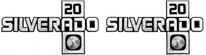 OER 1981-88 Chevrolet Truck, Silverado 20, Front Fender Emblem, Pair *157541
