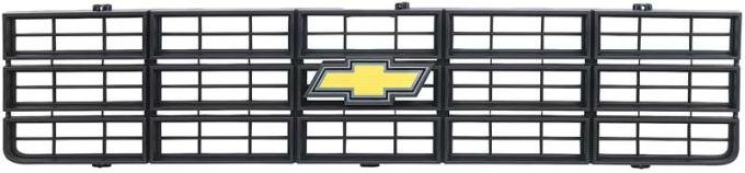 1977-79 Chevy Pickup, Blazer, Suburban, Grill Assembly, with Bow Tie Emblem, Black Grill
