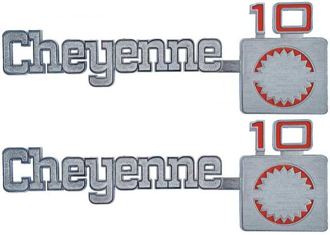 OER 1975-80 Chevrolet Truck "Cheyenne 10" Front Fender Emblem, Pair *157526