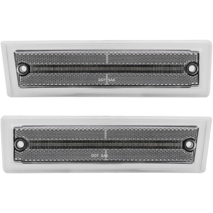 OER 1981-91 Chevrolet, GMC Pickup, Suburban, Jimmy, Front Marker Lamp, Clear Lens, Amber LED, Pair 21121C
