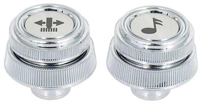 OER 1978-87 Chevrolet, GMC C/K Truck, Blazer, Jimmy, Suburban, Radio Control Knobs, For D-Shaped Shafts, Chrome T79901