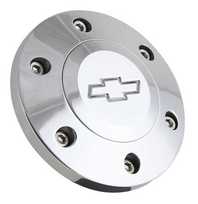 Horn Button Cap, For 6 Bolt Wheels, With Bow Tie Logo, Polished