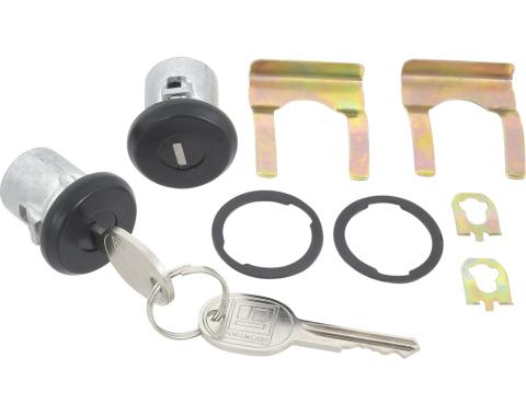 OER 1961-87 Buick, Chevrolet, Pontiac, Olds, Door Lock Set, with Generic Logo Keys, Black 609833