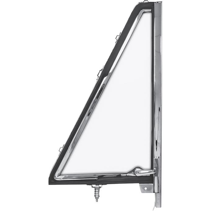 OER 1966-77 Ford Bronco, Vent Window Frame Assembly, Clear Glass, Chrome Inner Frame, RH Side TR22204A