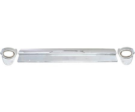 1957 Chevrolet Nomad, Station Wagon, Chrome Rear Bumper Set, 3 Piece Design, without Bumper Guard Holes