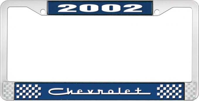 OER 2002 Chevrolet Style #5 Blue and Chrome License Plate Frame with White Lettering LF2230205B