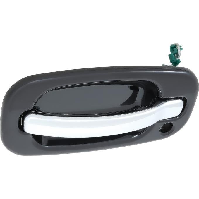 1999-07 Avalance, Sierra, Silverado, Suburban, Exterior Front Door Handle, with Key Hole, Black Housing, Chrome Lever, LH Driver Side