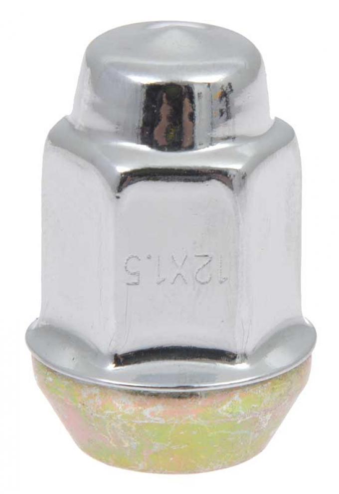 1976-2015, Hex Head Wheel Lug Nut, 12-1.5 mm, 19mm Hex Head, 14mm length, Chrome-Like finish, Each