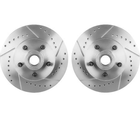OER 1955-70 Chevrolet Full Size, 1964-72 GM A-Body, 1967-69 GM F-Body, 1969-74 Nova, X-Body Performance Front Brake Rotors, 11" Drilled and Slotted, Pair *RS5200