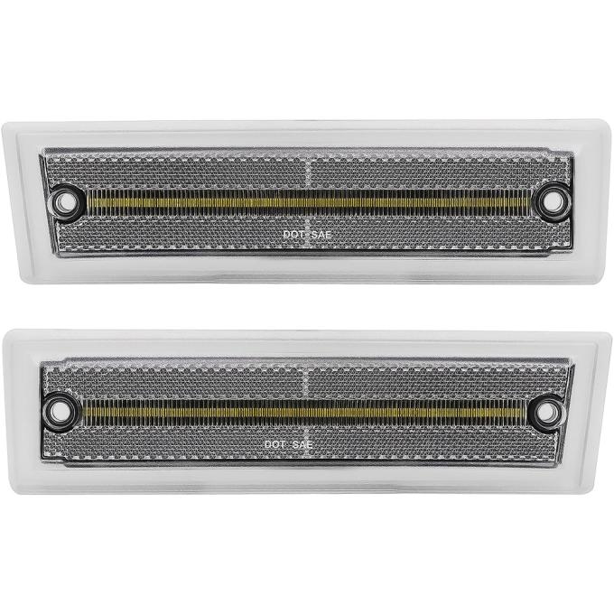 OER 1981-91 Chevrolet, GMC Pickup, Suburban, Jimmy, Front Marker Lamp, Clear Lens, White LED, Pair 21121W
