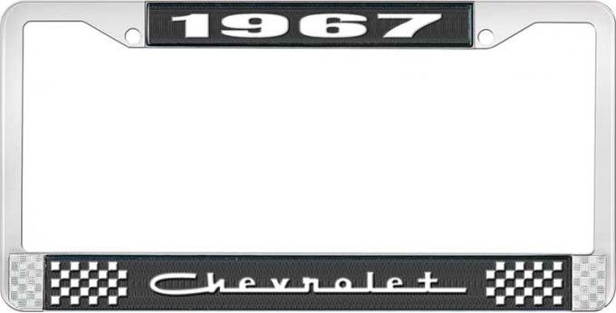 OER 1967 Chevrolet Style #5 Black and Chrome License Plate Frame with White Lettering LF2236705A