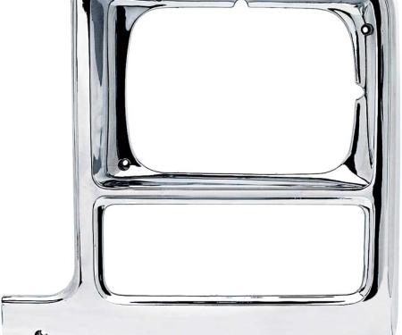 1979-80 Chevrolet, GMC, Pickup, Blazer, Jimmy, Suburban, Headlamp Bezel, Chrome, with Rectangle Headlamps, LH Driver Side