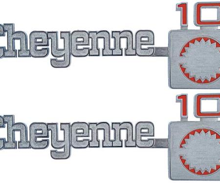 OER 1975-80 Chevrolet Truck "Cheyenne 10" Front Fender Emblem, Pair *157526