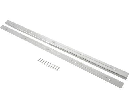 1948-52 Ford F1,F2,F3, 1953-56 F100,F250,F350 Pickup, Door Sill Plate Set, Polished Aluminum, Ball Milled, Pair