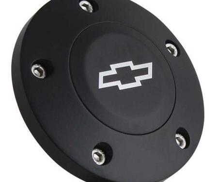 Horn Button Cap, For 5 Bolt Wheels, 5 &times; 2.75 in / 70 mm Bolt Pattern Housing, With Bow Tie Logo, Black