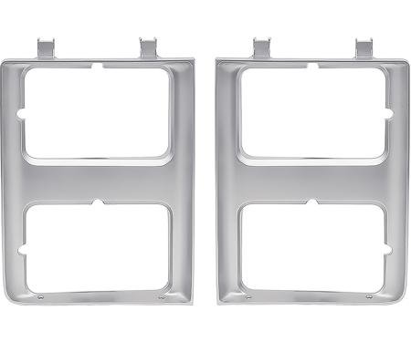 OER 1985-88 Chevy, GMC Pickup, Blazer, Jimmy, Suburban, Headlamp Bezel, with Dual Headlamps, with Chrome Grill, Silver, RH & LH, Pair *T71151