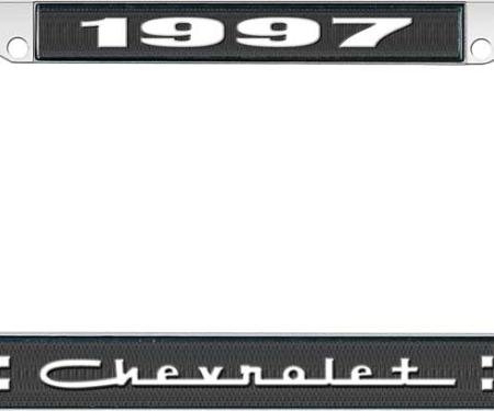 OER 1997 Chevrolet Style # 5 Black and Chrome License Plate Frame with White Lettering LF2239705A