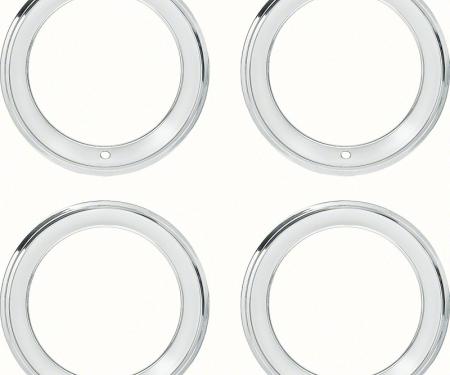 OER 15" Stainless Steel 2-3/8" Deep Step Lip Rally Wheel Trim Ring Set for Reproduction Wheels 3901708