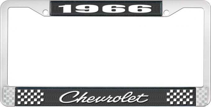 OER 1966 Chevrolet Style #4 Black and Chrome License Plate Frame with White Lettering LF2236604A