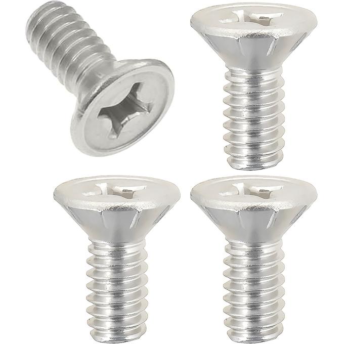 1947-91 Chevrolet/GMC Truck, Door Lock Striker, Door Latch Screws, Flat, Phillips Head Machine Screw, Zinc, 1/4"-20 x 5/8", Set of 4