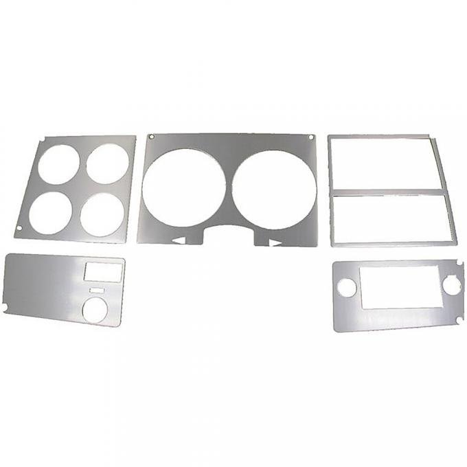 OER 1978-80 Chevy, GMC Pickup, Blazer, Jimmy, Suburban, Dash Bezel Insert Set, without AC, Brushed Aluminum, 5 Piece Set 17132