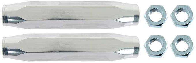 OER 1955-57 Chevrolet 150, 210, Bel Air, Buick, Olds, Pontiac, Cadillac, Aluminum Tie Rod Sleeves, With Jam Nuts, Polished, Pair TF500085
