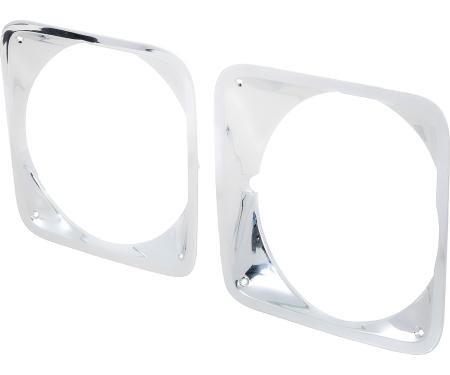 OER 1969-72 Chevy Pickup, Blazer, Suburban, Chrome Headlamp Bezel Set, LH & RH, Pair, Stamped Steel 399070C