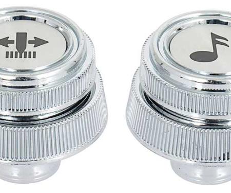 OER 1978-87 Chevrolet, GMC C/K Truck, Blazer, Jimmy, Suburban, Radio Control Knobs, For D-Shaped Shafts, Chrome T79901
