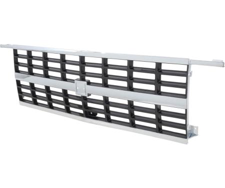 1989-91 Chevy Pickup, Blazer, Suburban, Front Grill, Chrome, Dual Headlamps, with Emblem Pad